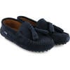 Tassel Driver Moccasins, Dark Blue Suede - Loafers - 3