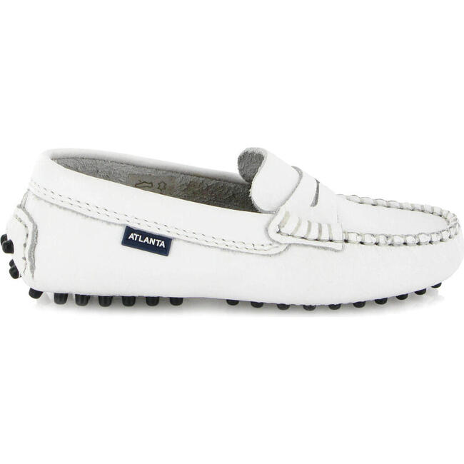 Penny 032 Driver Moccasins, White Smooth