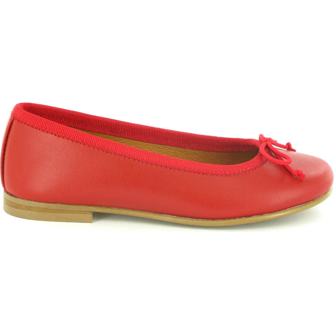 Lace Ballerina Moccasins, Red Smooth - Loafers - 1