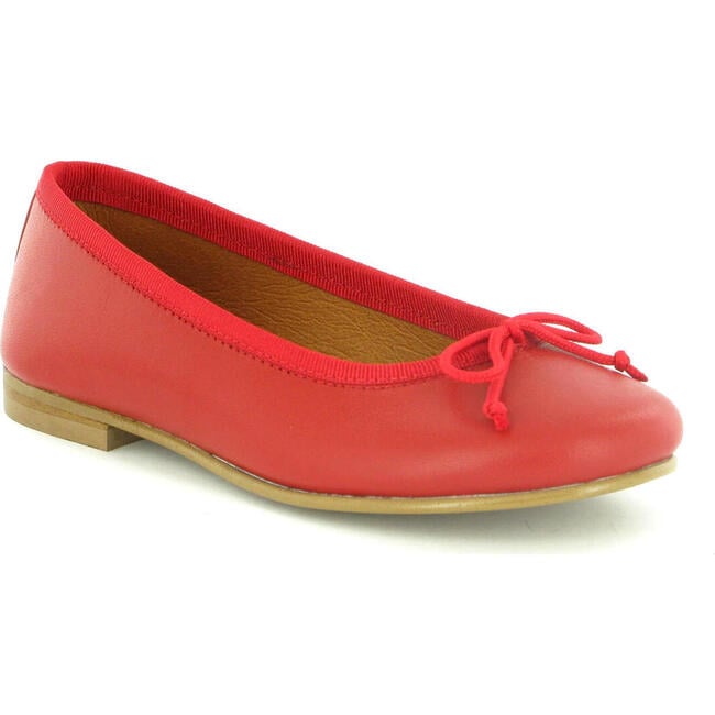 Lace Ballerina Moccasins, Red Smooth - Loafers - 2