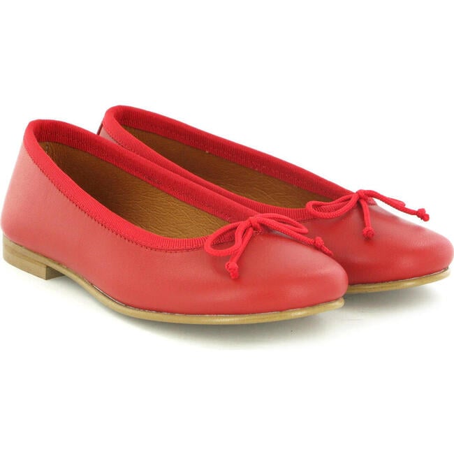 Lace Ballerina Moccasins, Red Smooth - Loafers - 3