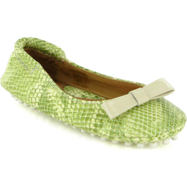 Ballerina Moccasins, Green Leather