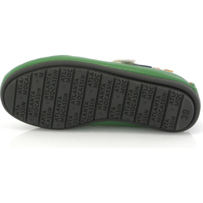 Mary Jane Moccasins, Green Printed Leather - Loafers - 6