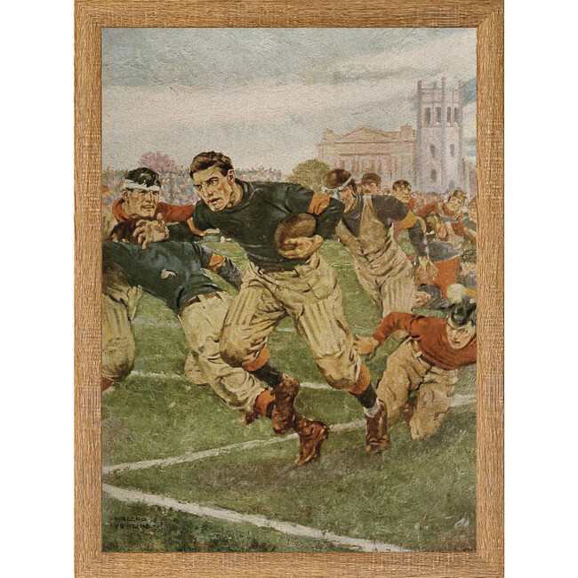 Vintage Football Player Canvas Print In 11X15 Frame