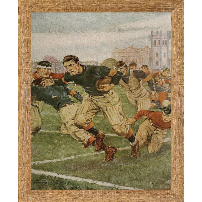 Vintage Football Player Canvas Print In 7X9 Frame