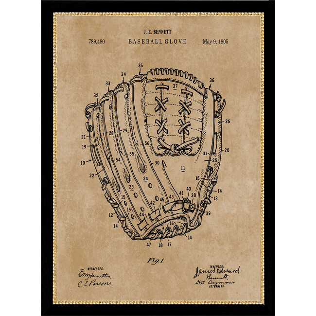 Vintage Baseball Mit Map Canvas Print In 11X15 Frame