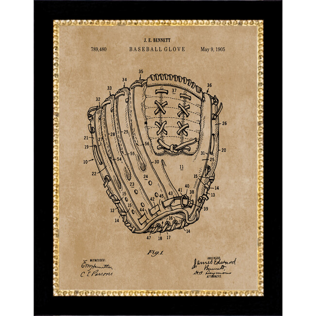 Vintage Baseball Mit Map Canvas Print In 7X9 Frame