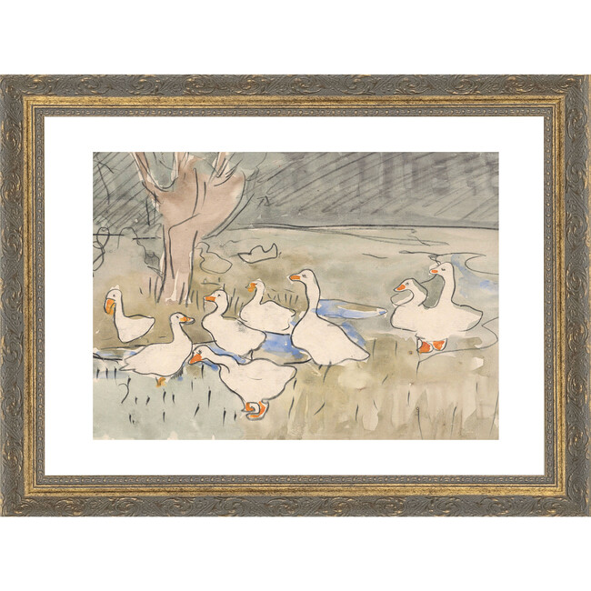 Geese Pond Canvas Print In 16X12 Frame