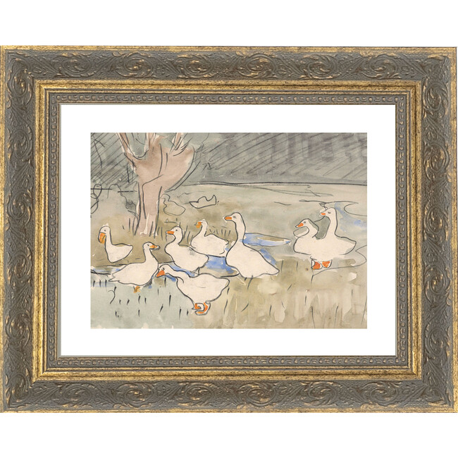 Geese Pond Canvas Print In 10X8 Frame
