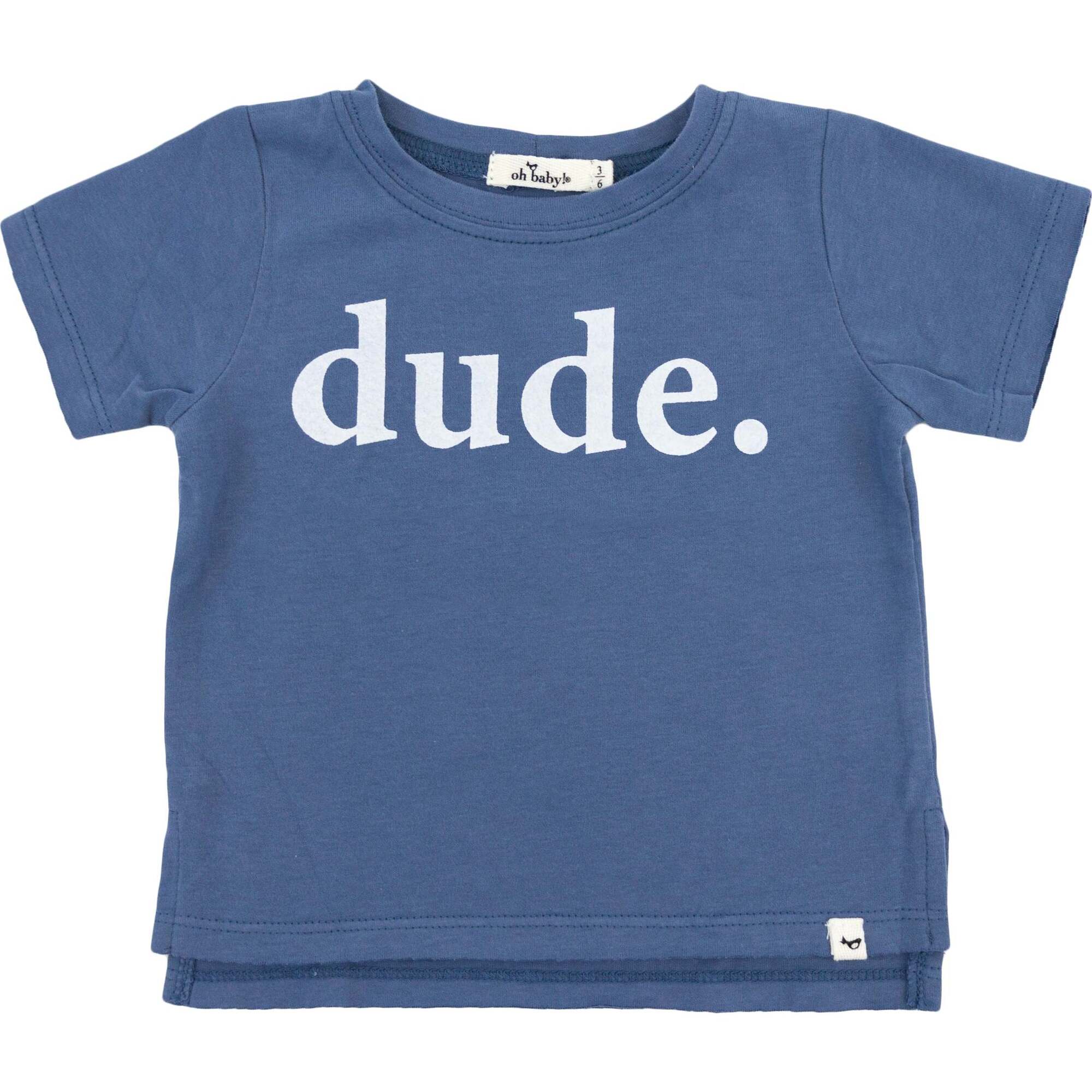 dude White Ink Raw Edge Tee, Denim - T-Shirts - 1