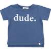 dude White Ink Raw Edge Tee, Denim - T-Shirts - 1 - thumbnail