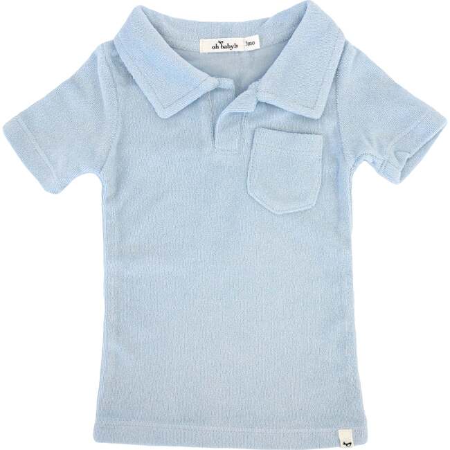 Terry Baby Polo Shirt, Sky Blue