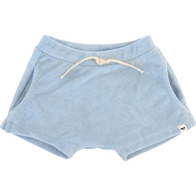 Pocket Drawstring Terry Baby Shorts, Sky Blue