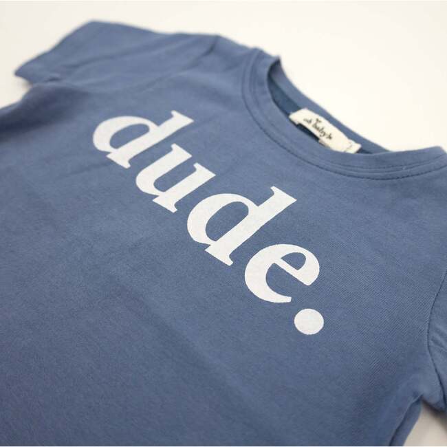 dude White Ink Raw Edge Tee, Denim - T-Shirts - 3