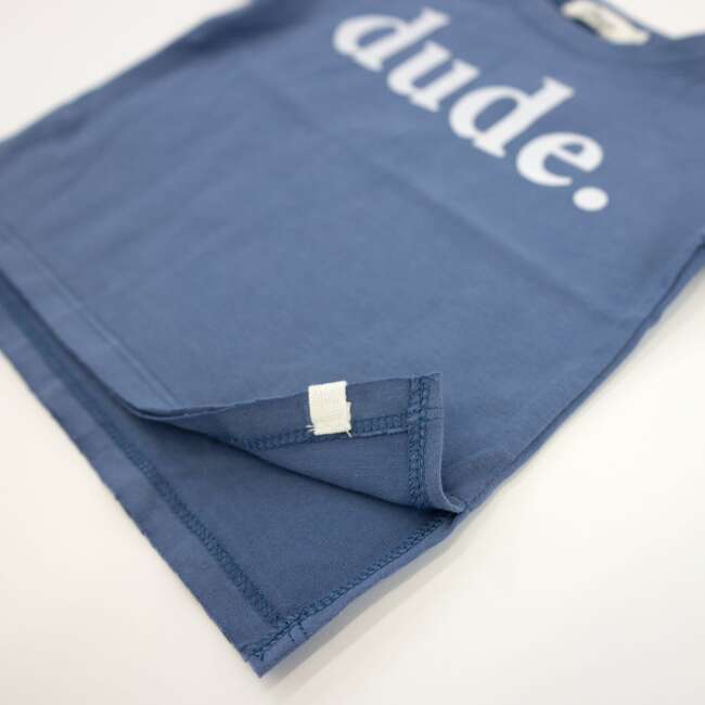 dude White Ink Raw Edge Tee, Denim - T-Shirts - 4