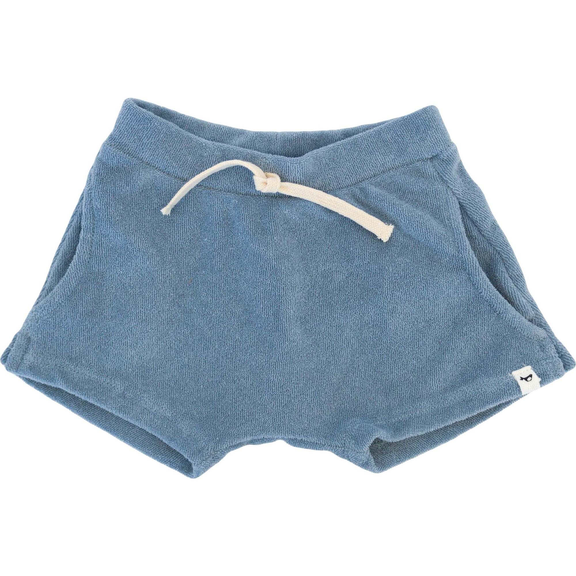 Pocket Drawstring Terry Baby Shorts, Fog - Shorts - 1