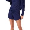 Womens Rib Track Short, Navy - Tank Tops - 1 - thumbnail