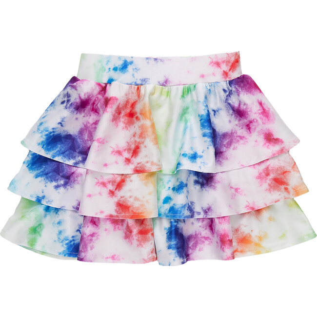 Girls Tiered Skirt, Rainbow Ice Dye