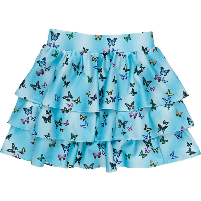 Girls Tiered Skirt, Butterfly Sky