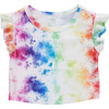 Girls Ruffle Crop Top, Rainbow Ice Dye - Shirts - 1 - thumbnail