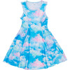 Girls Skater Dress, Cotton Candy Clouds - Dresses - 1 - thumbnail