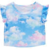 Girls Ruffle Crop Top, Cotton Candy Clouds - Shirts - 1 - thumbnail