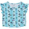 Girls Ruffle Crop Top, Butterfly Sky - Shirts - 1 - thumbnail