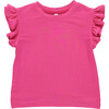 Girls Ruffle Crop Top, Barbie Girl Pink - T-Shirts - 1 - thumbnail