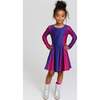 Girls Long Sleeve Skater Dress, Jewel Glitter - Dresses - 2