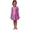 Girls Cap Sleeve Skater Dress, Pink Confetti Foil Stars - Dresses - 1 - thumbnail