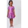 Girls Cap Sleeve Skater Dress, Pink Confetti Foil Stars - Dresses - 2