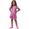 Girls Cap Sleeve Skater Dress, Pink Candy Spill - Dresses - 1 - thumbnail