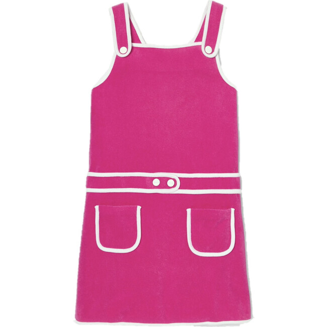 Girl French Terry Contrast Piped Dress, Couture Pink