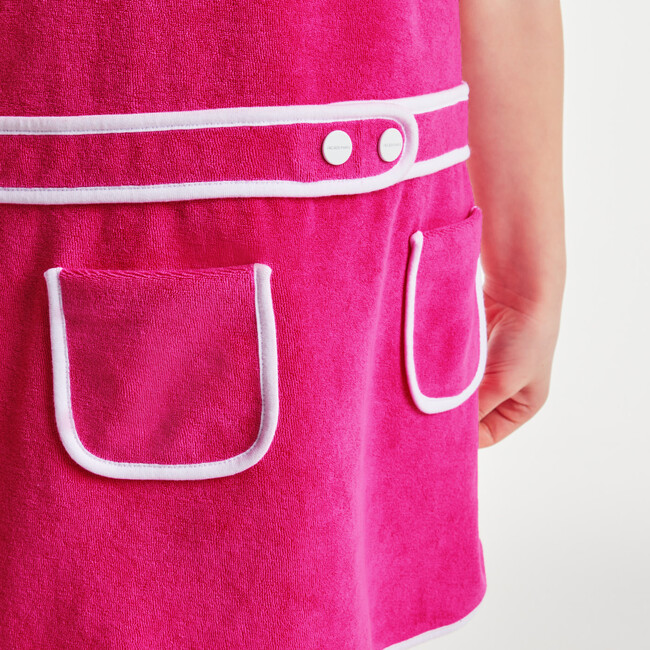 Girl French Terry Contrast Piped Dress, Couture Pink - Dresses - 3