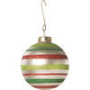 Retro Red and Green Striped Ball Ornament - Ornaments - 1 - thumbnail