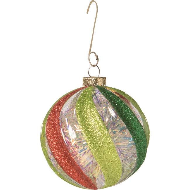 Retro Red and Green Peppermint Stripes Ball Ornament