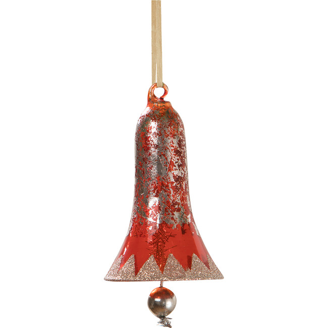 Retro Glass Bell Ornament, Red