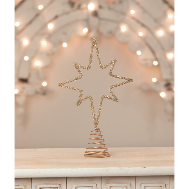 Old Gold Moravian Star Wire Tree Topper - Tree Toppers - 3