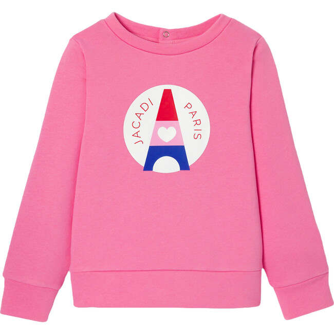 Girl Parisian Fleece Sweater, Petal Pink