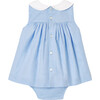 Baby Girl Embroidered Chambray Dress, Blue - Dresses - 2