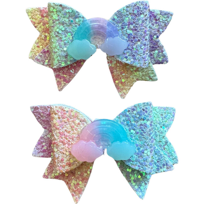 Rainbow Pastel Glitter Clips, Set of 2