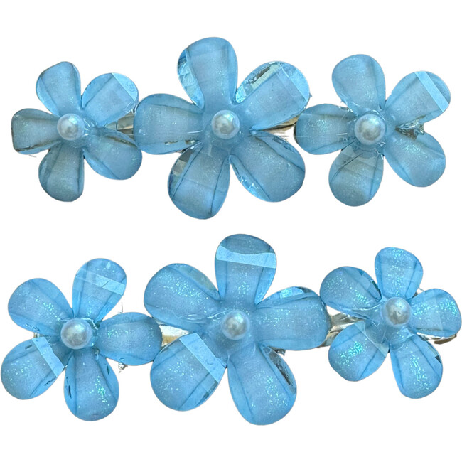 Blue Acrylic Flower Clips, Set of 2