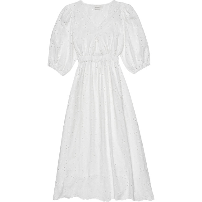 Women's Abbott Swiss Embroidered V-Neck Central Slit Dress, White