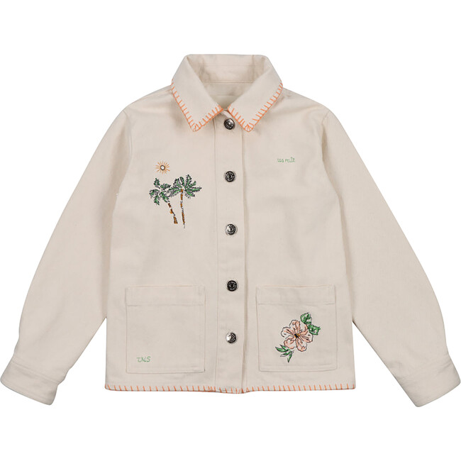 Topanga Print Embroidered Trim Jacket, Natural