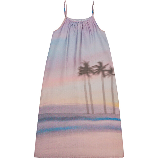 Women's Sunset Print Sleeveless Maxi Dress, Multicolors