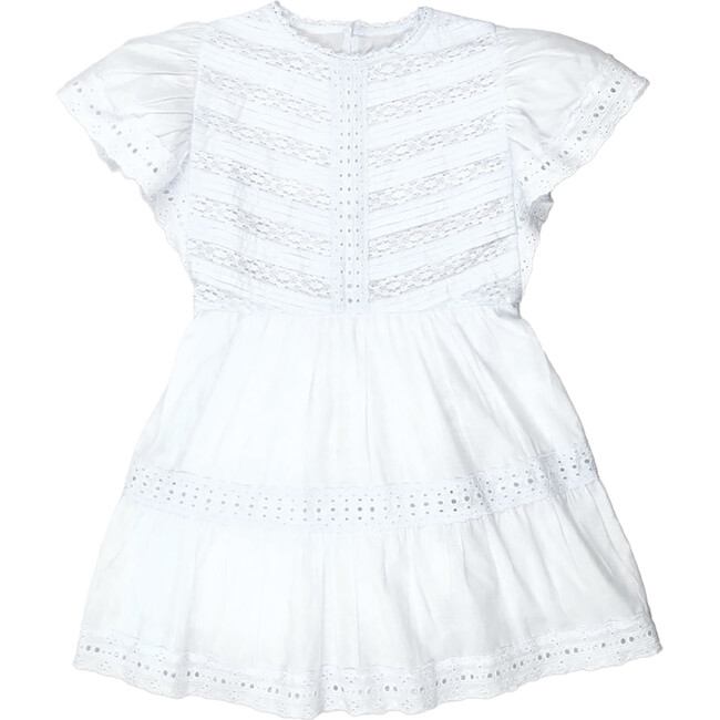 Downey Hand-Made Lace Detail Dress, White