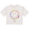 Rolling Print Crew Neck Tee, White - Blouses - 1 - thumbnail