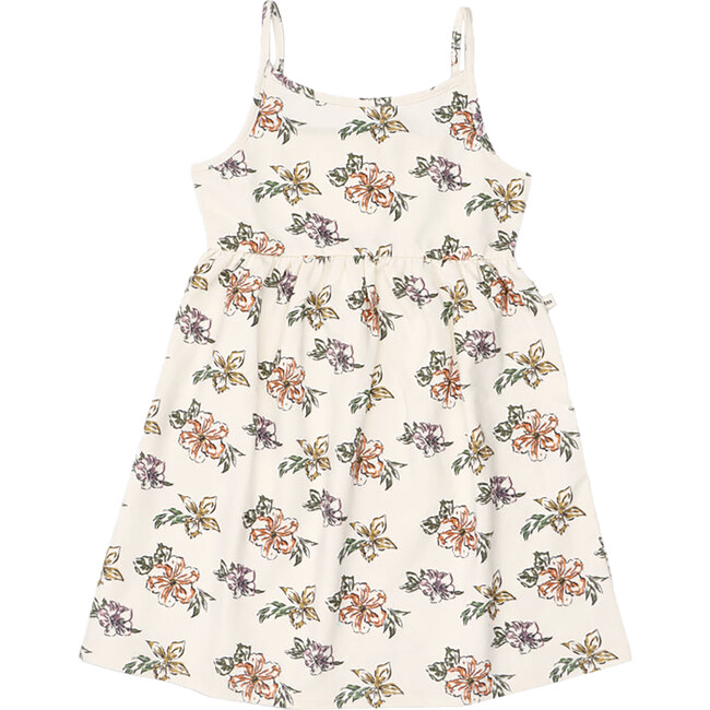 Rancho Hibiscus Print Dress, Cream - Dresses - 1