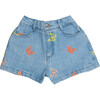 Burbank Butterfly Embroidered Denim Short, Blue - Shorts - 1 - thumbnail