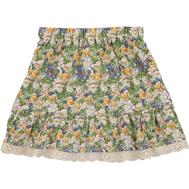 Beverly Floral Print Lace Trim Skirt, Multicolors